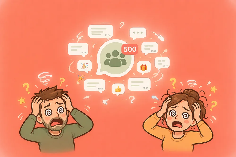 El grupo de WhatsApp del cole desbordado de mensajes y dos padres agobiados sin saber quién va al cumpleaños